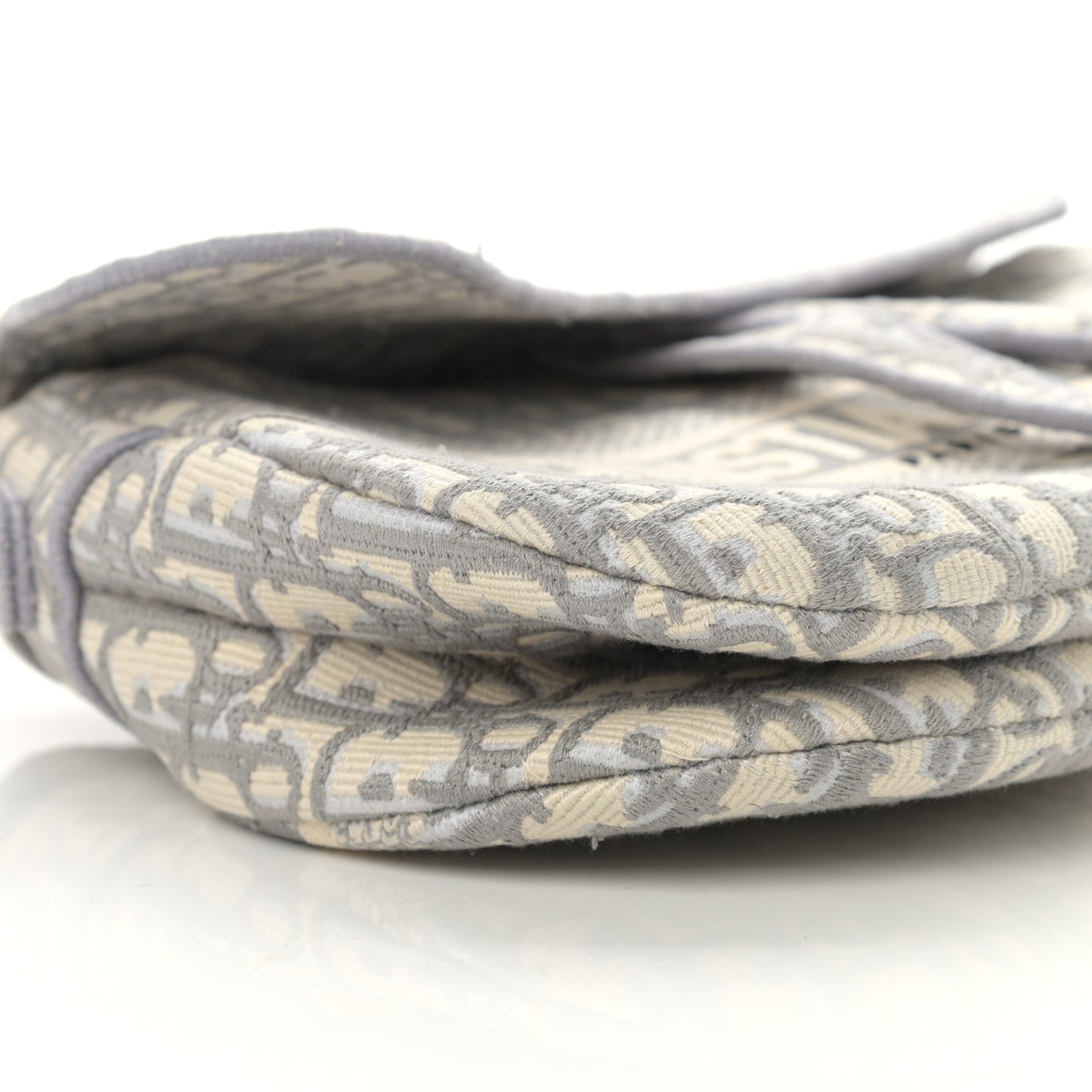 Oblique Embroidered Saddle Bag Gray