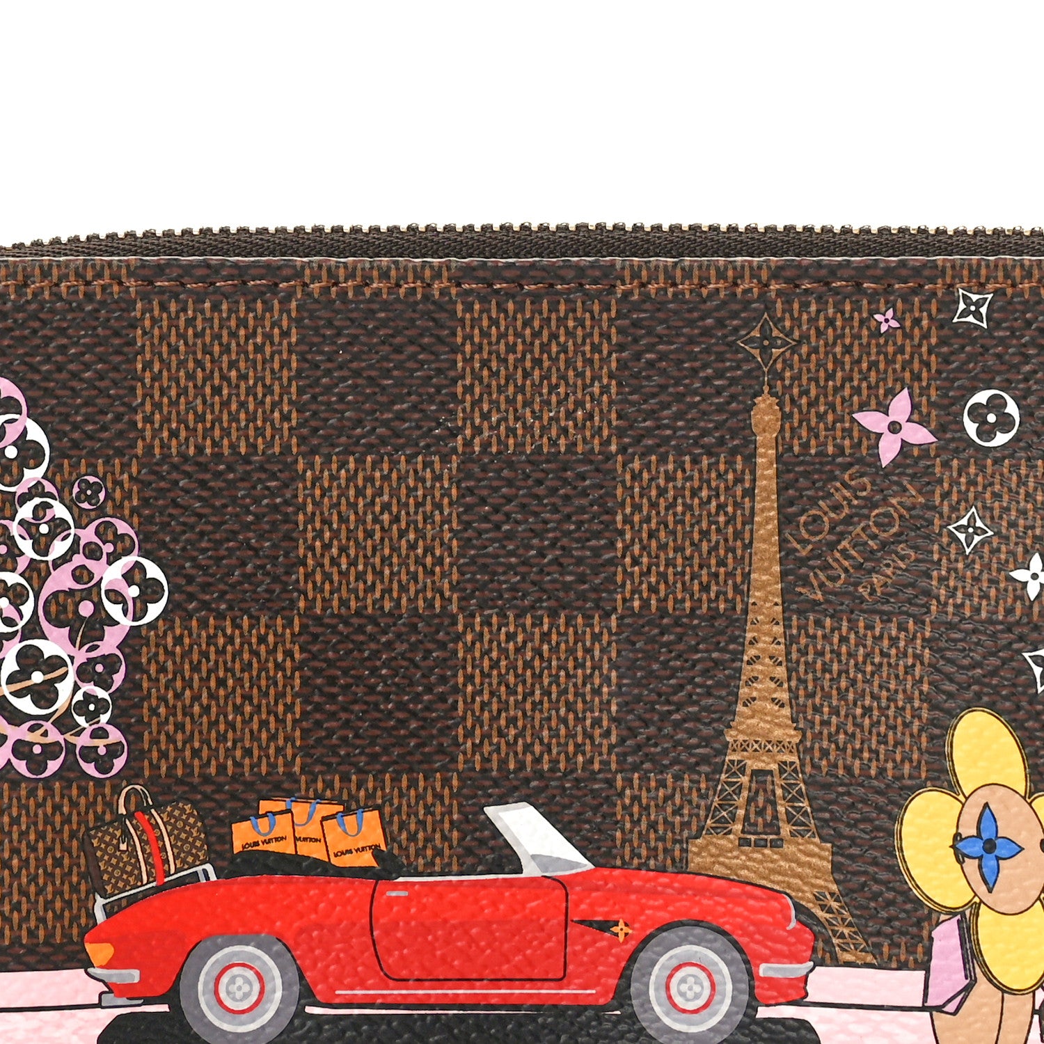 Louis Vuitton Damier Ebene 2019 Christmas Animation Mini Pochette Accessories Red 8 of 10
