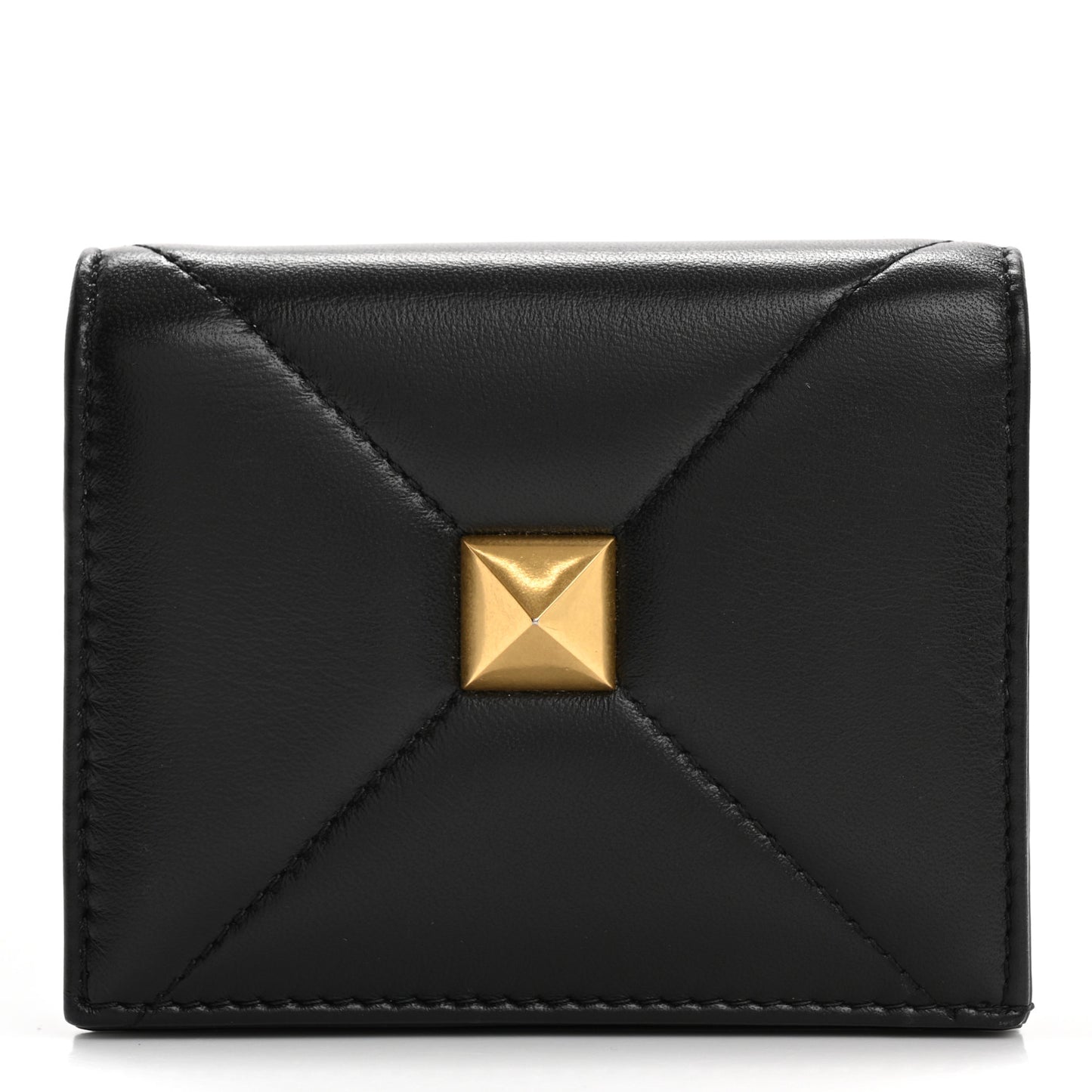 Nappa Roman Stud Small Flap Wallet Black
