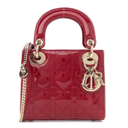 Christian Dior Patent Cannage Mini Lady Dior Red 1 of 11
