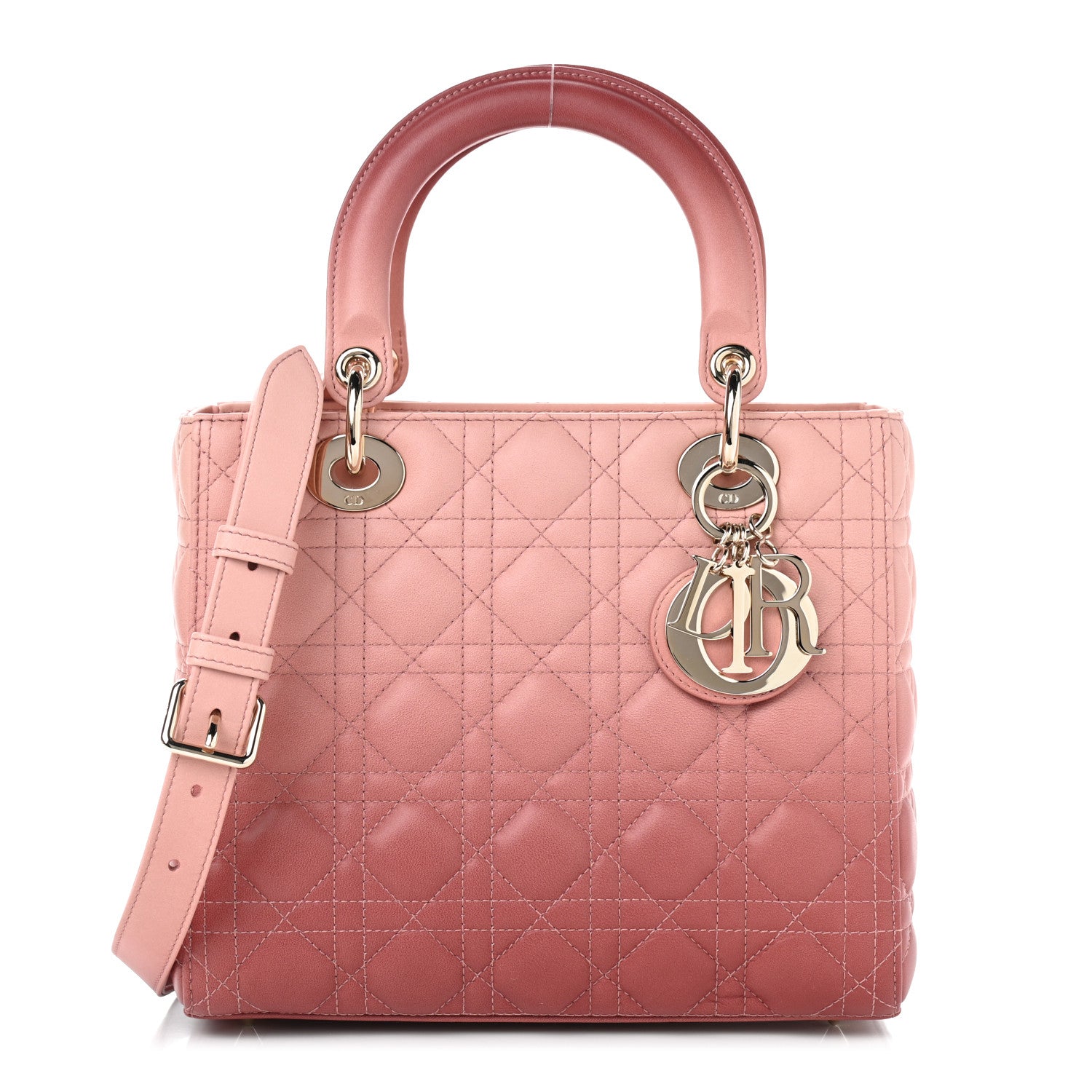 Christian Dior Lambskin Cannage Gradient Medium Lady Dior Pink 1 of 9