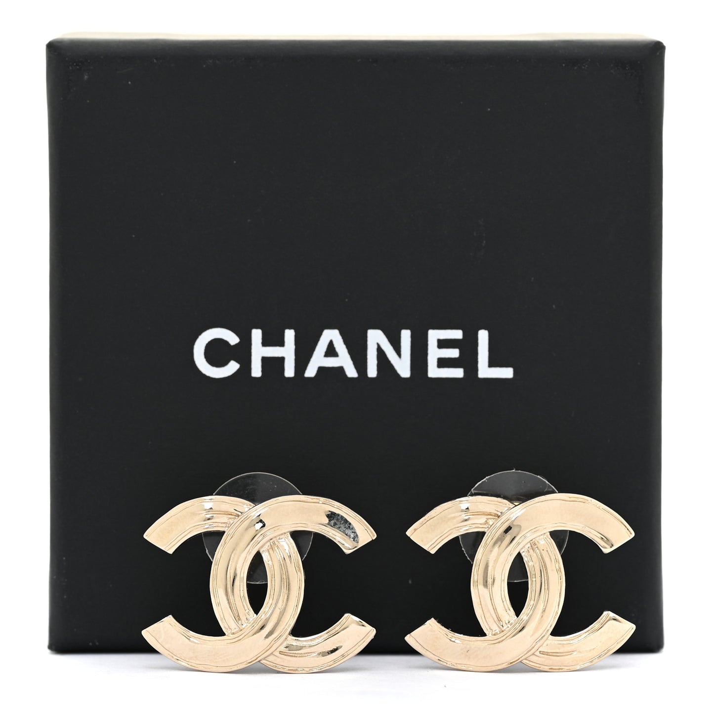 Metal CC Stud Earrings Gold