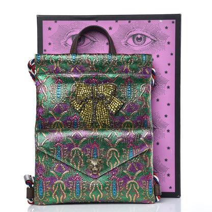 Gucci Brocade Animalier Bow Drawstring Backpack Multicolor 11 of 11