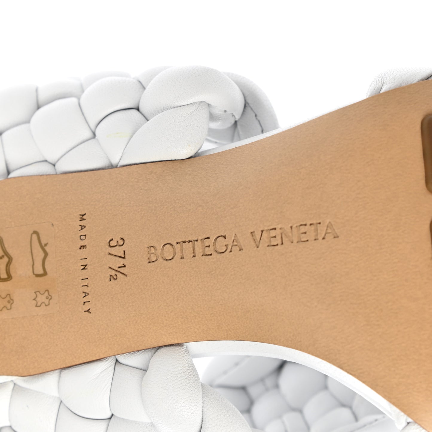 Nappa Twisted Padded Intrecciato Curve Slide Sandals 37.5 Optic White
