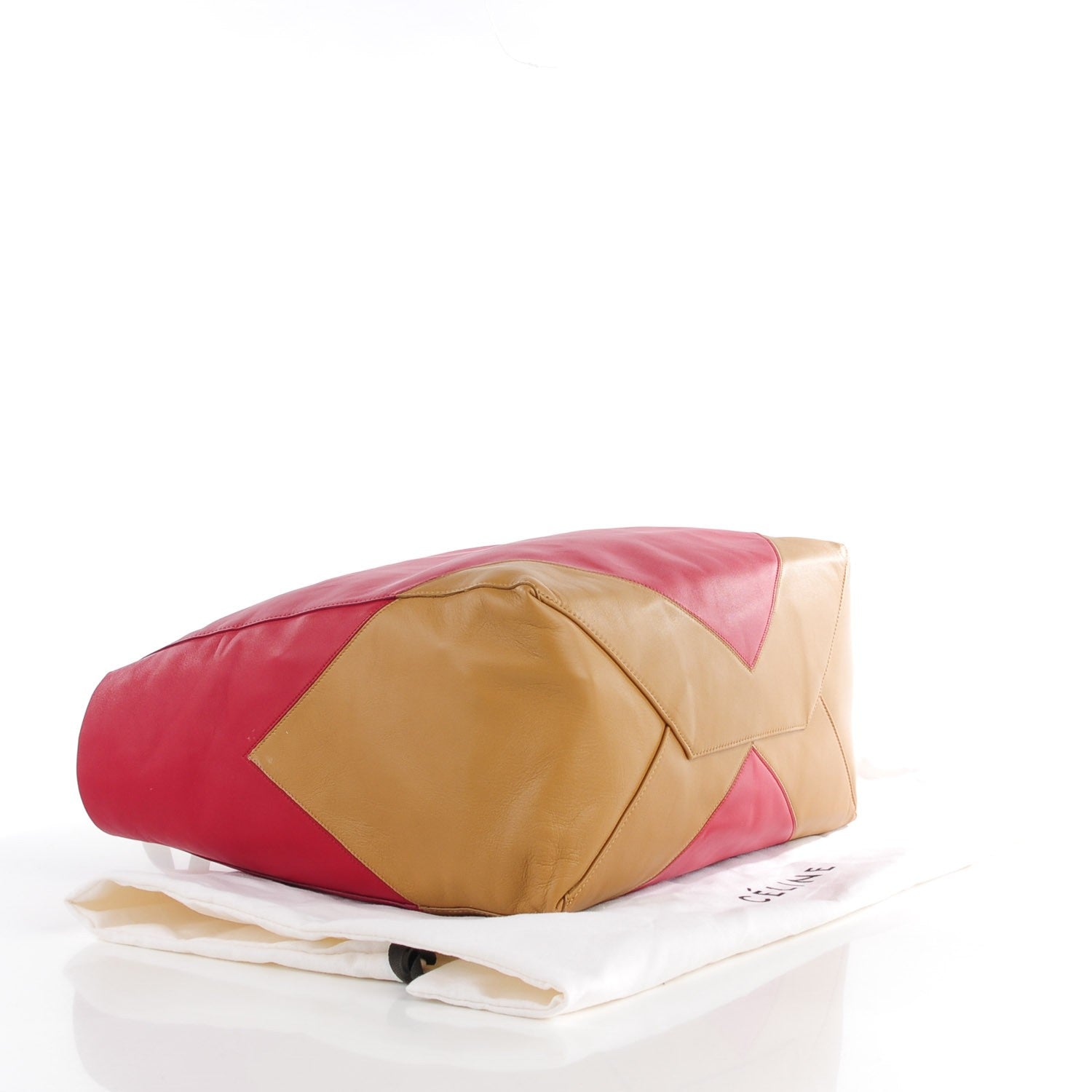 Celine Lambskin Horizontal Bi-Color Cabas Red Camel 4 of 8