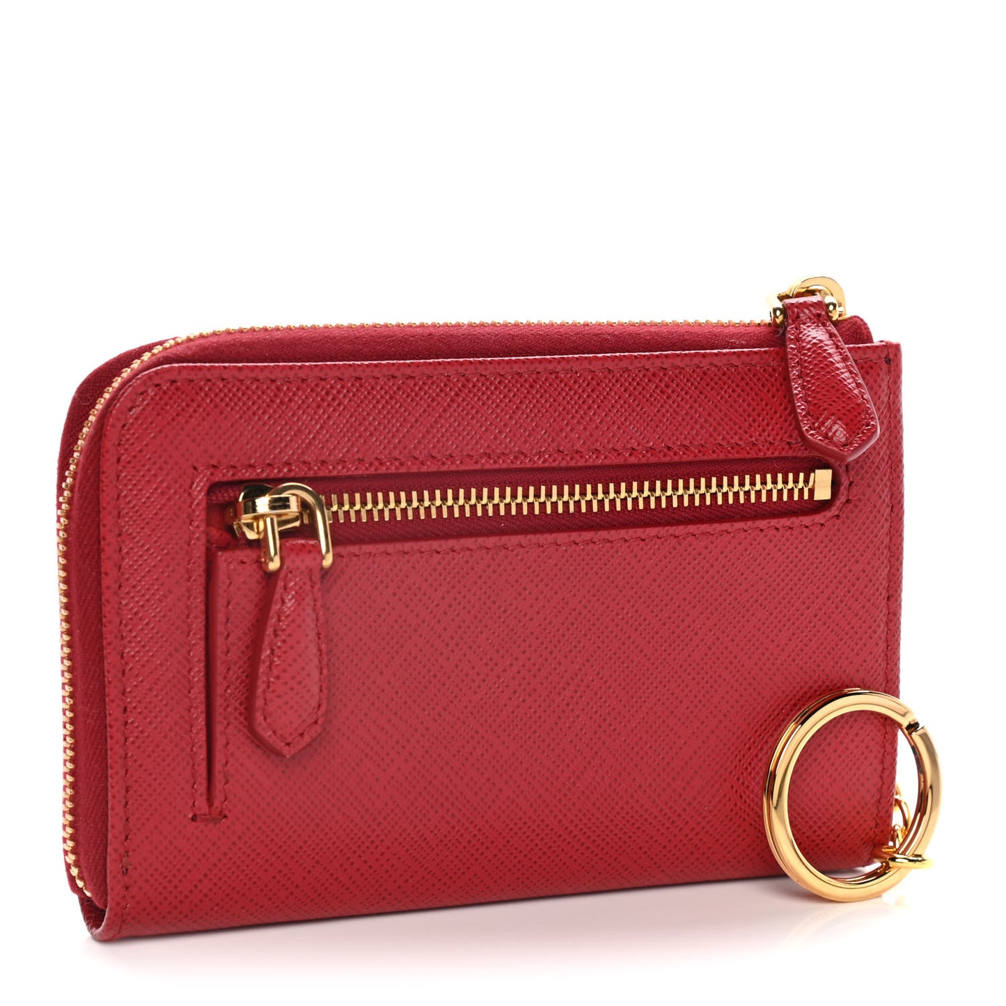 Saffiano Metal Zip Around Keychain Fuoco