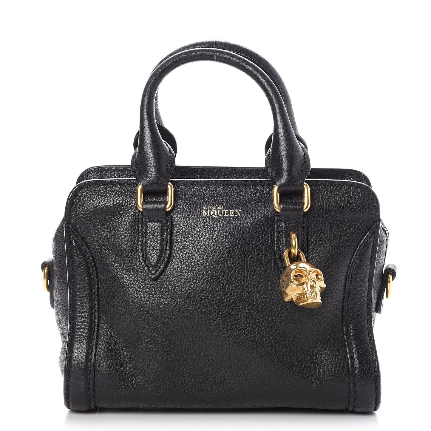 Pebbled Calfskin Mini Padlock Tote Black