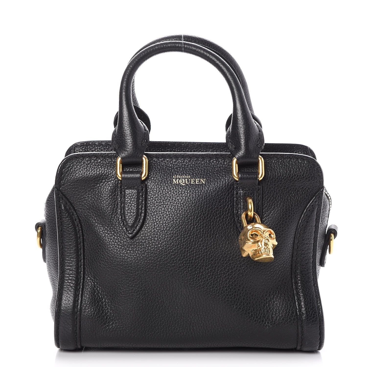 Alexander McQueen Pebbled Calfskin Mini Padlock Tote Black 1 of 7