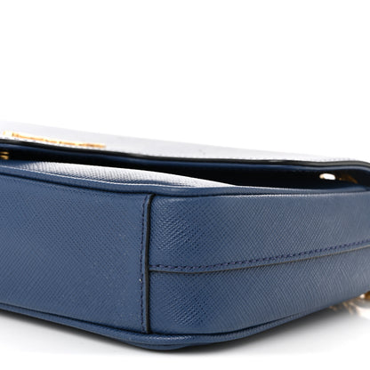 Prada Saffiano Flap Shoulder Bag Bluette 10 of 10
