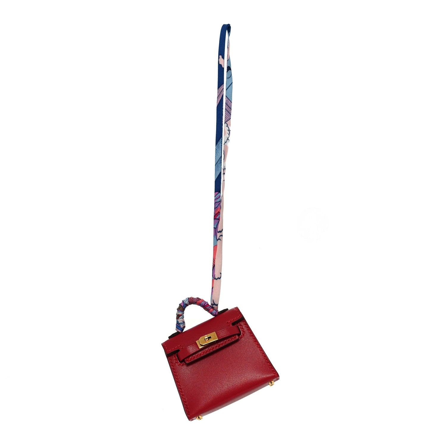 Hermes Tadelakt Mini Kelly Twilly Bag Charm Rouge Vif 1 of 3