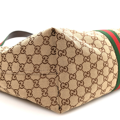 Gucci GG Monogram Web Large Giglio Tote Beige Brown 9 of 10