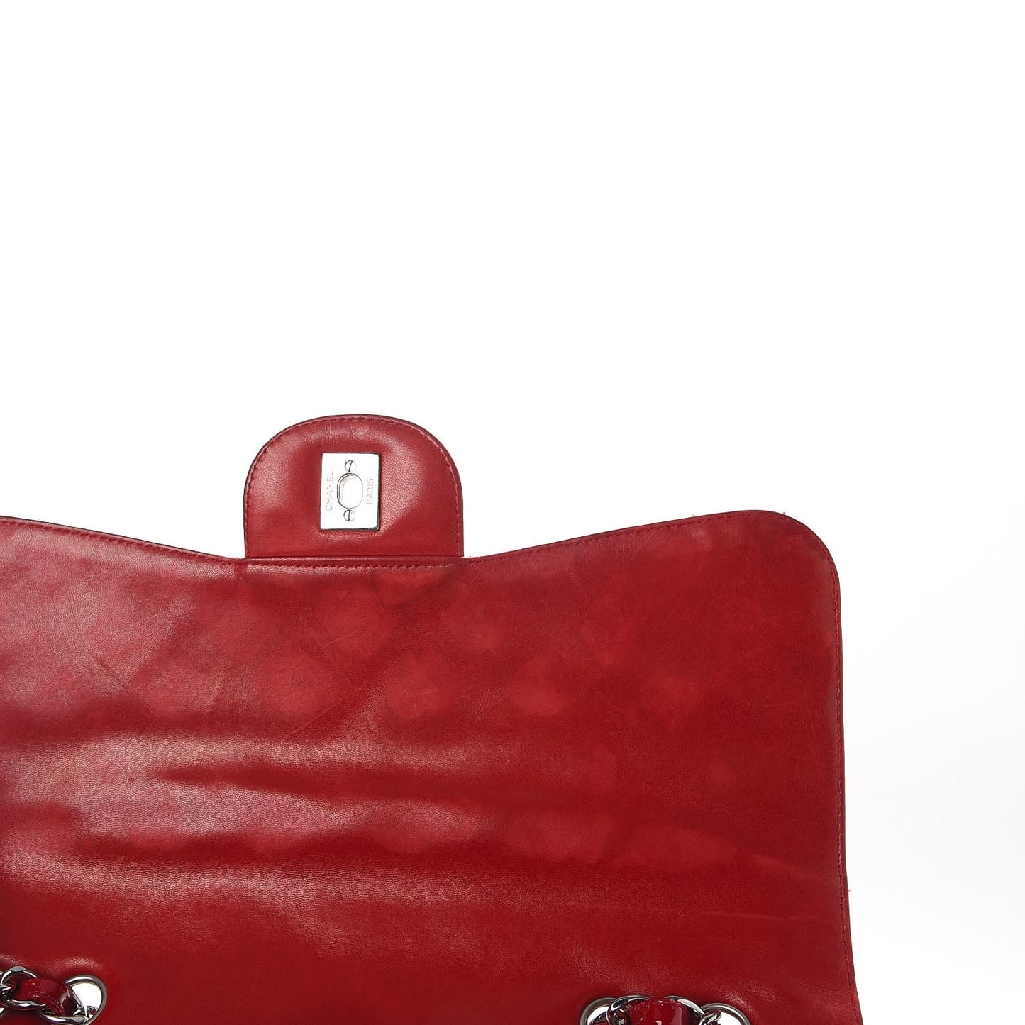 Patent Quilted Jumbo Single Flap Red
