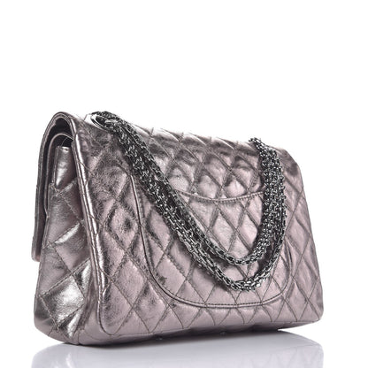 Chanel Metallic Aged Calfskin Quilted 2.55 Reissue 226 Flap Dark Silver 4 of 9