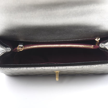 Chanel Metallic Caviar Quilted Small Coco Handle Flap Silver 5 of 11