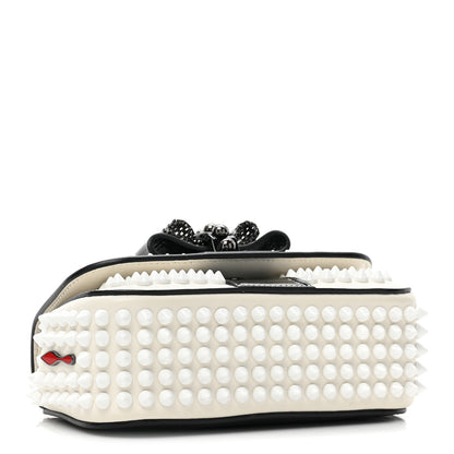 Christian Louboutin Calfskin Spikes Sweety Charity Shoulder Bag White Black 6 of 12