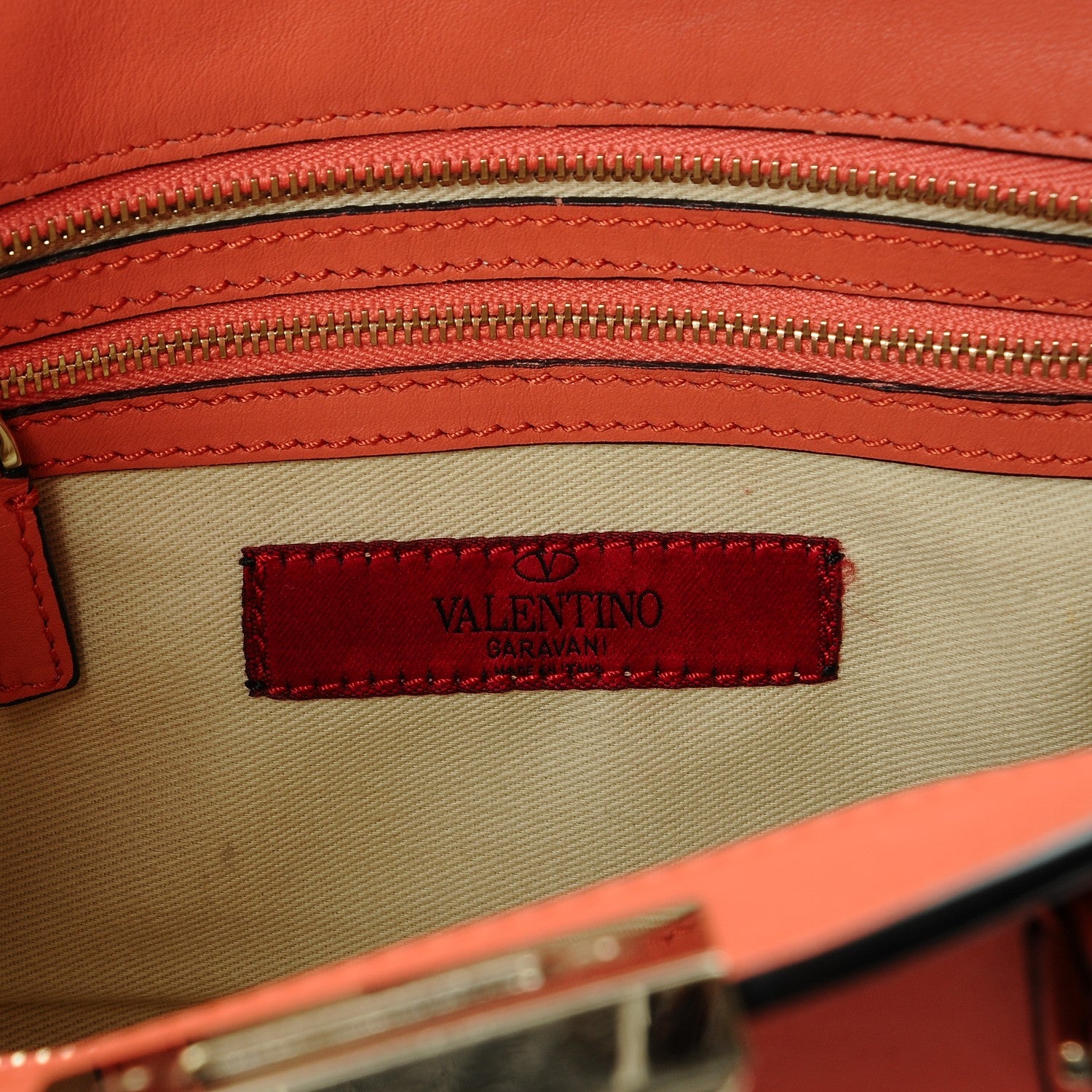 Valentino Garavani Vitello Small Rockstud Double Handle Tote Coral 8 of 8