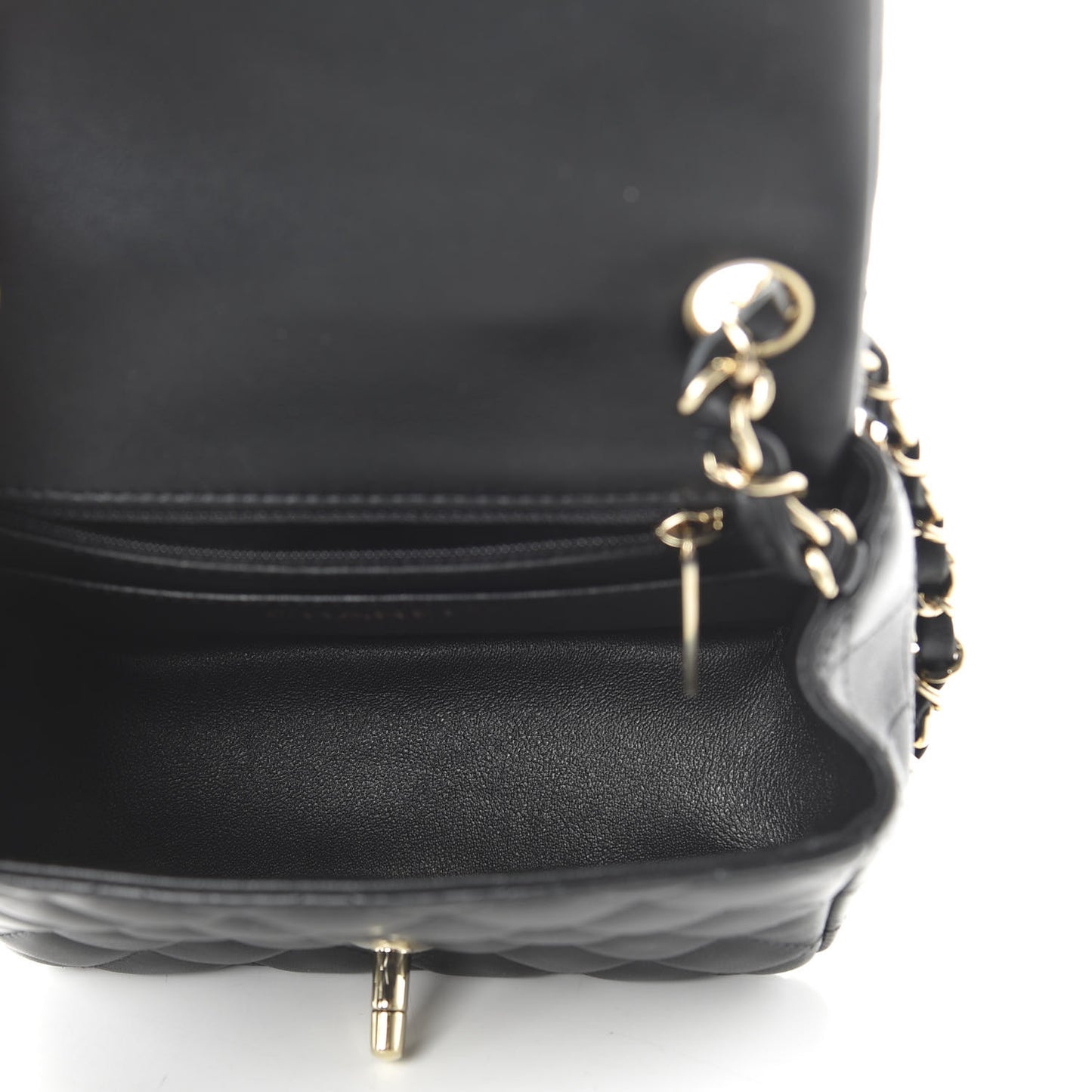 Lambskin Quilted Mini Square Flap Black