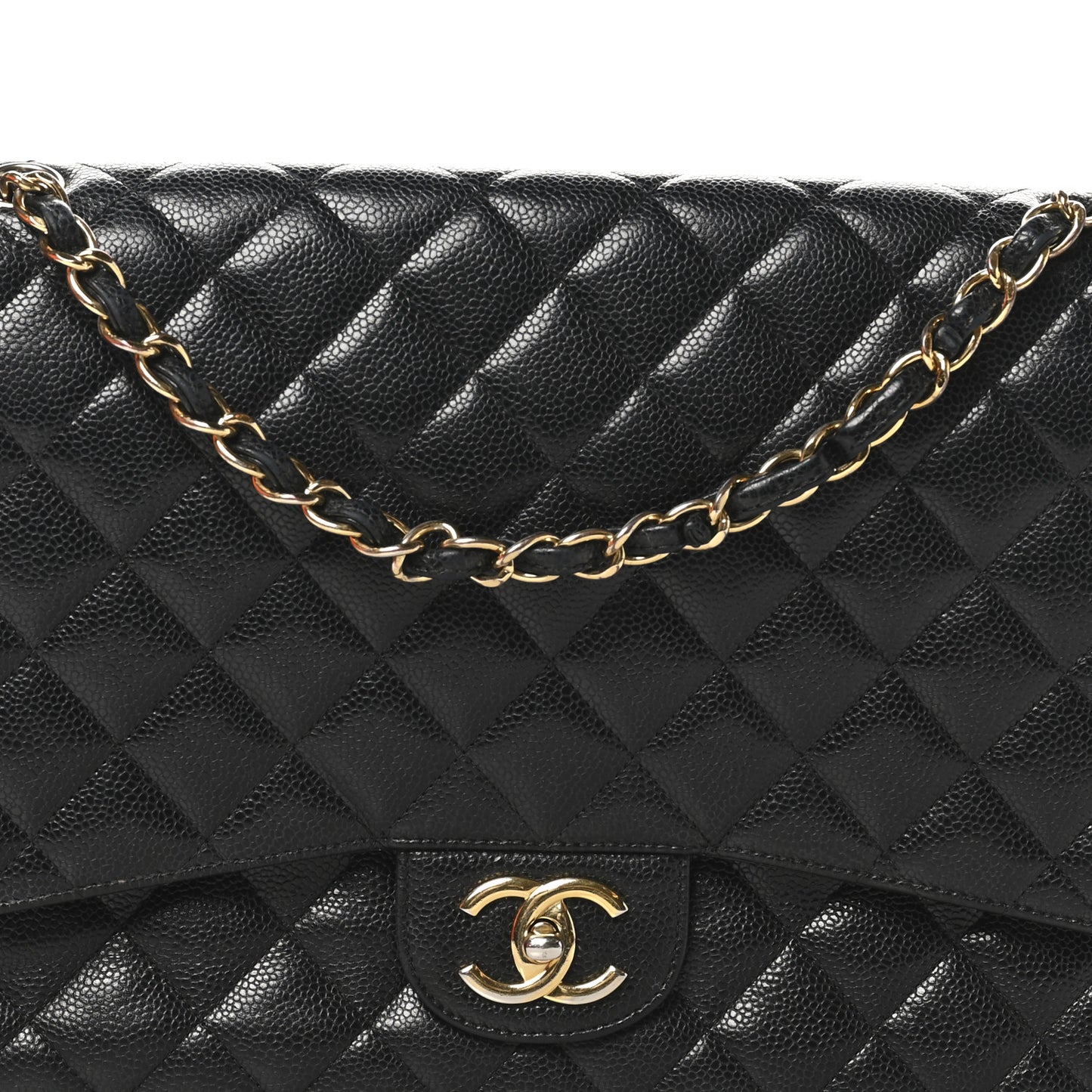 Caviar Quilted Maxi Double Flap Black