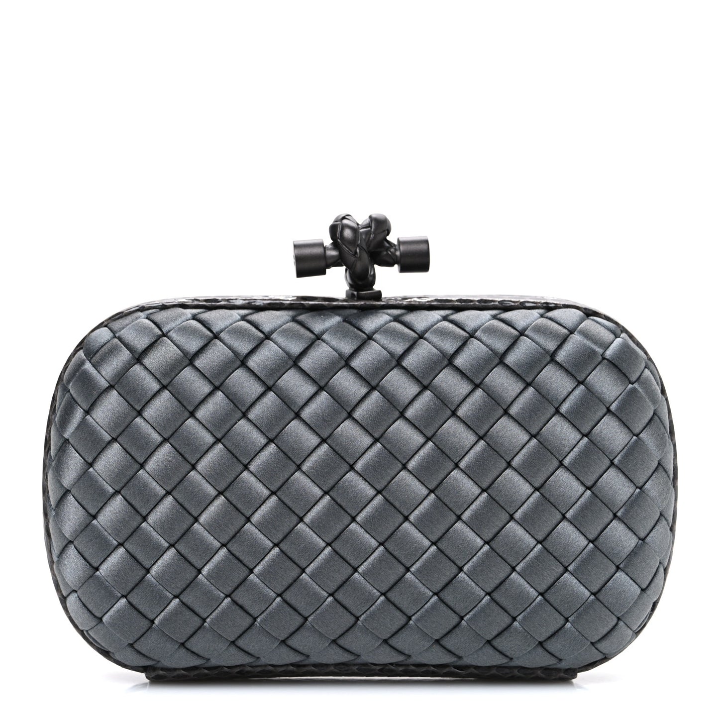 Satin Intreccio Impero Ayers Knot Clutch Grey