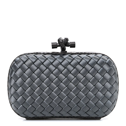 Bottega Veneta Satin Intreccio Impero Ayers Knot Clutch Grey 1 of 6