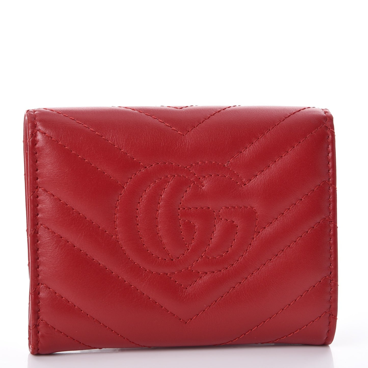 Calfskin Matelasse GG Marmont Wallet Hibiscus Red