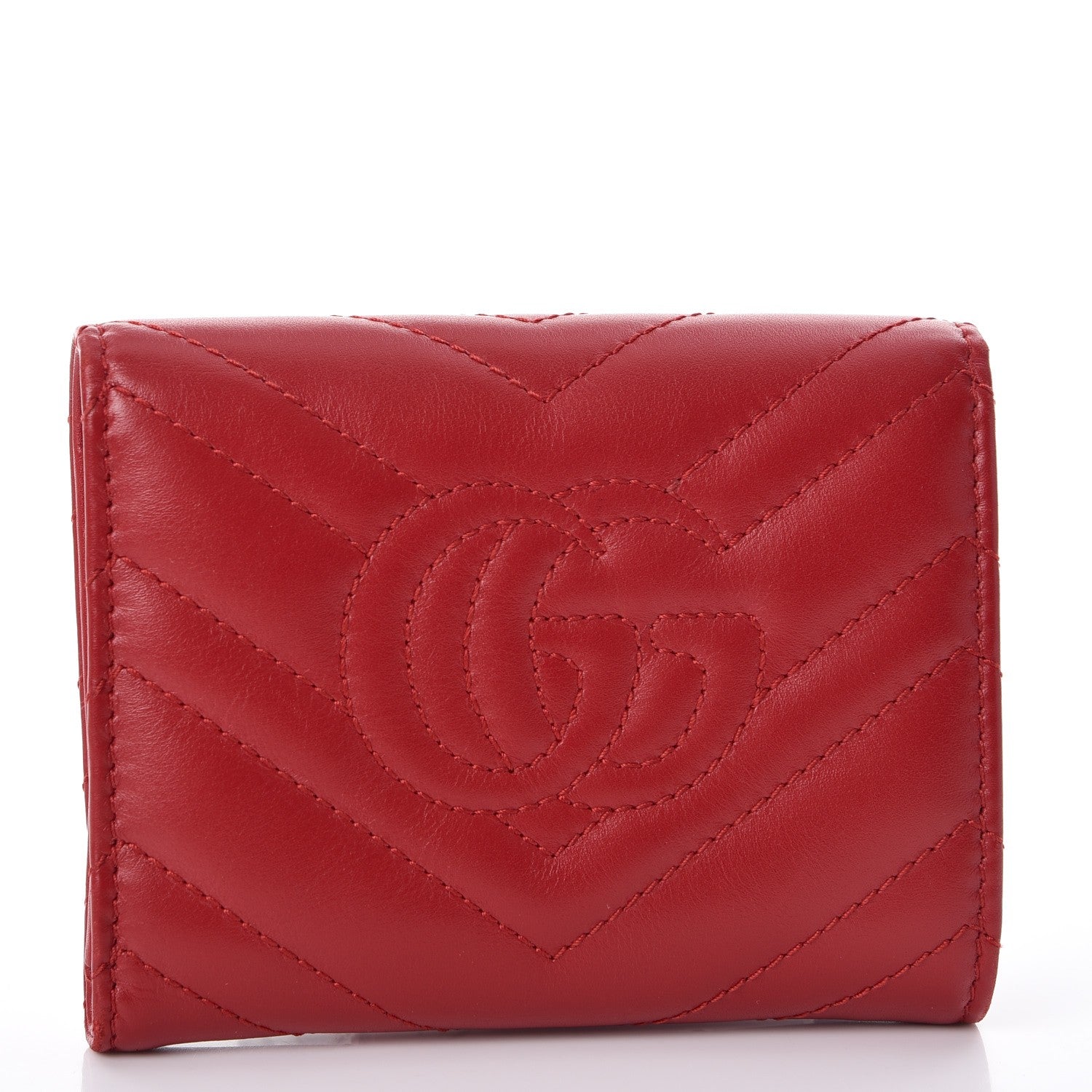 Gucci Calfskin Matelasse GG Marmont Wallet Hibiscus Red 3 of 9