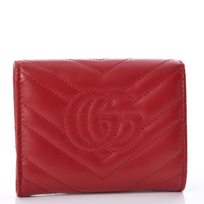 Gucci Calfskin Matelasse GG Marmont Wallet Hibiscus Red 3 of 9