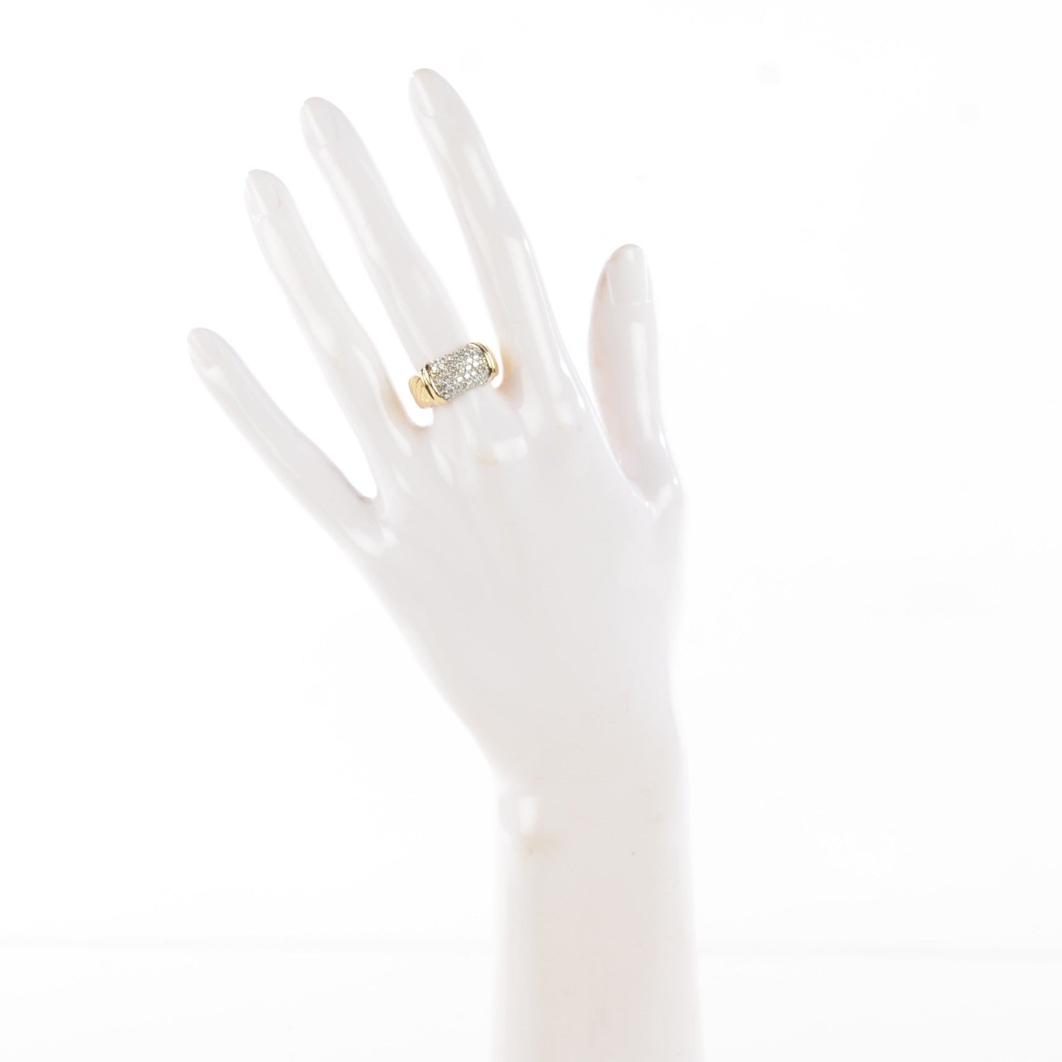 David Yurman 18K Yellow Gold Pave Diamond 10mm Metro Cable Ring 53 6.5 2 of 4