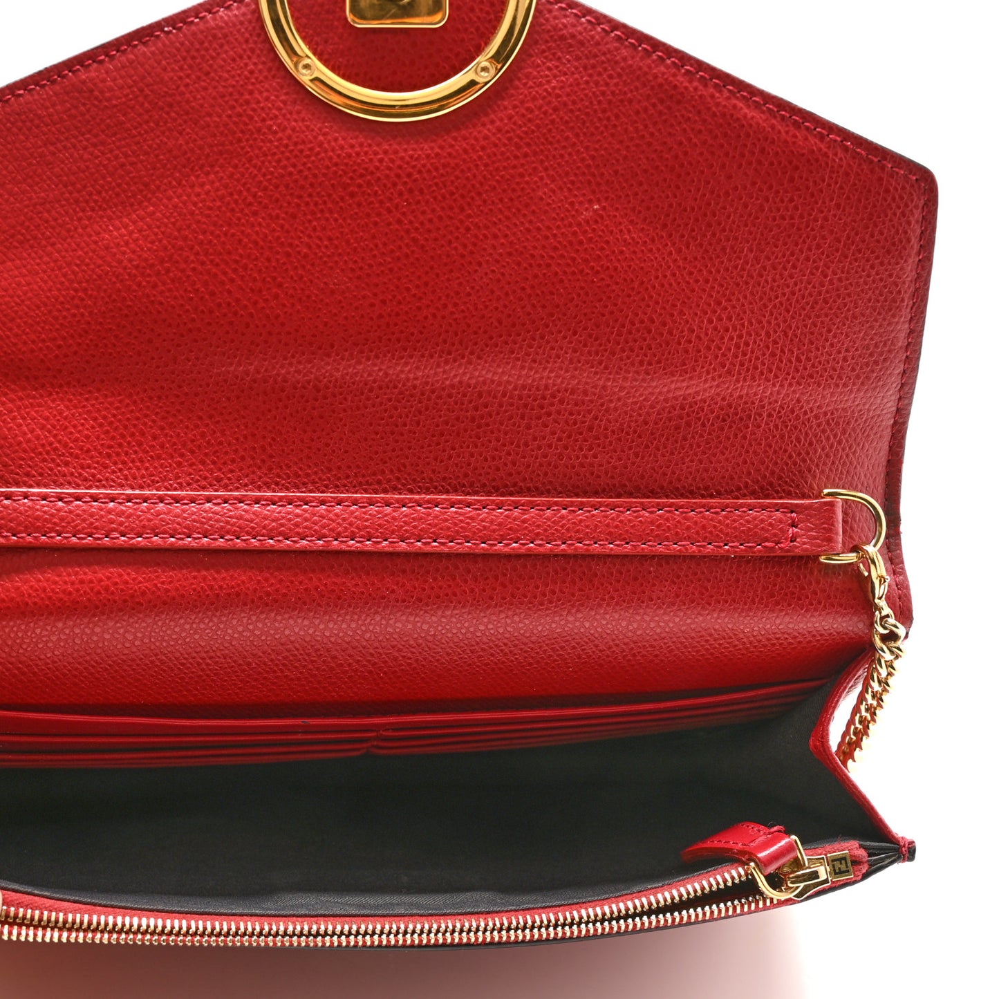 Vitello Cruise F is Fendi FF 1974 Embossed Medium Envelope Wallet On Chain Fragola Maya Black