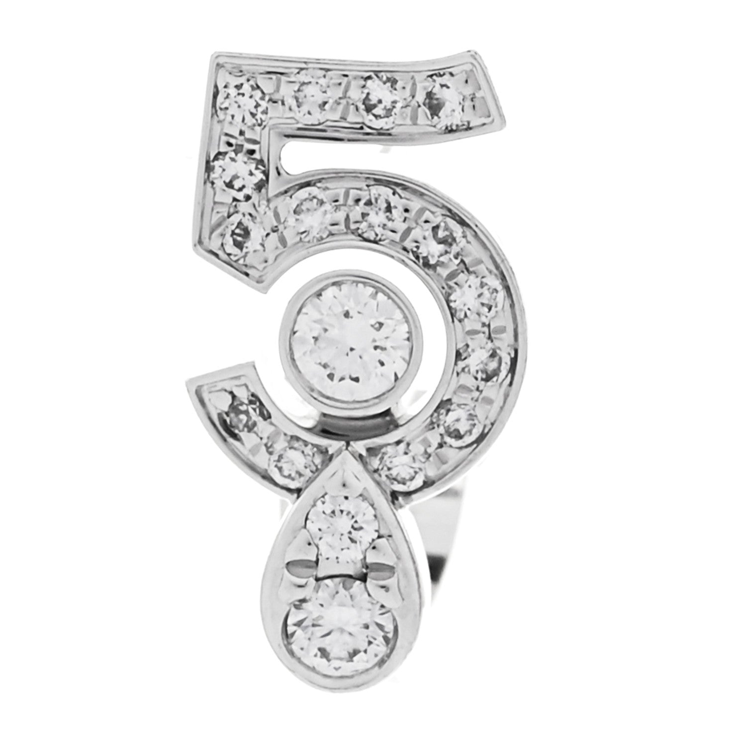 Chanel 18K White Gold Diamond Eternal No.5 Single Earring 1655473 ...