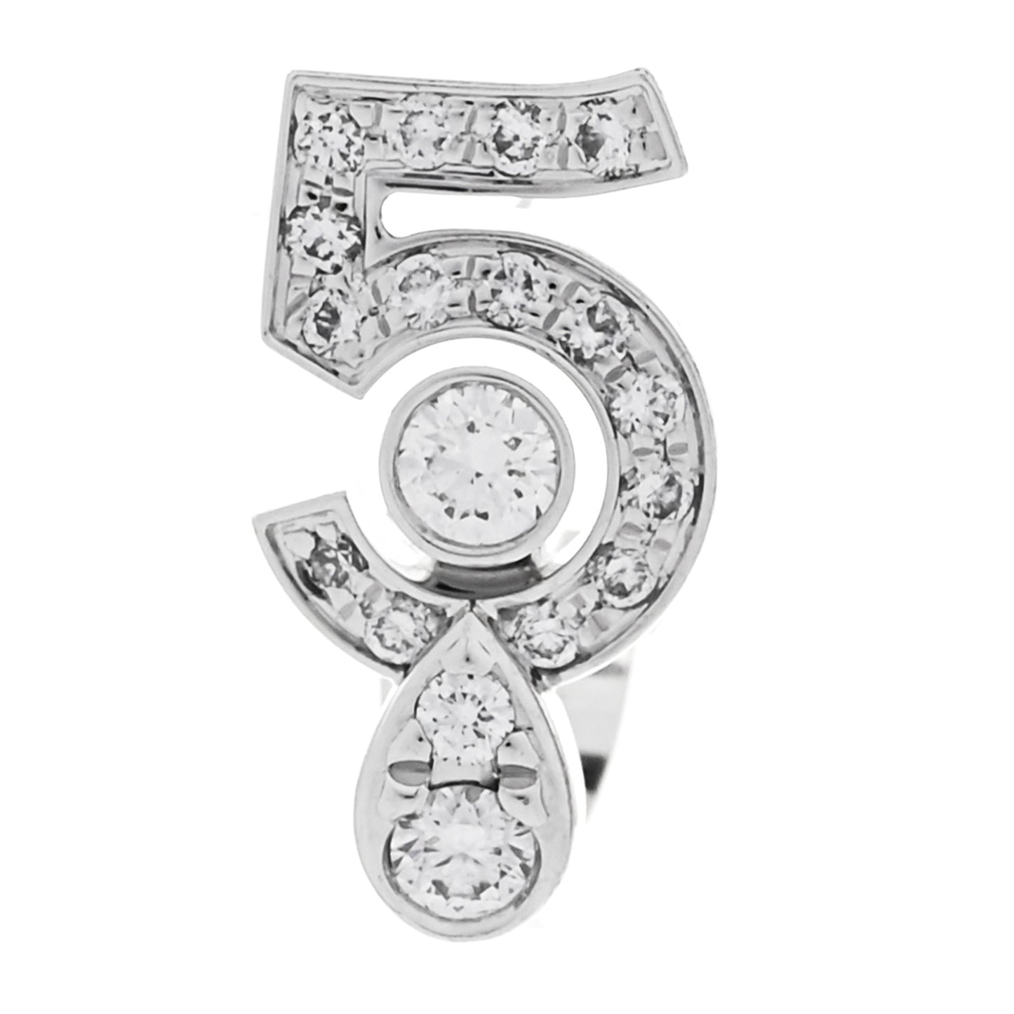 18K White Gold Diamond Eternal No.5 Single Earring