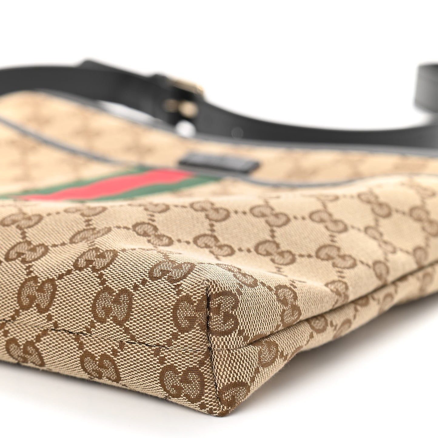 GG Monogram Web Flat Messenger Bag Black