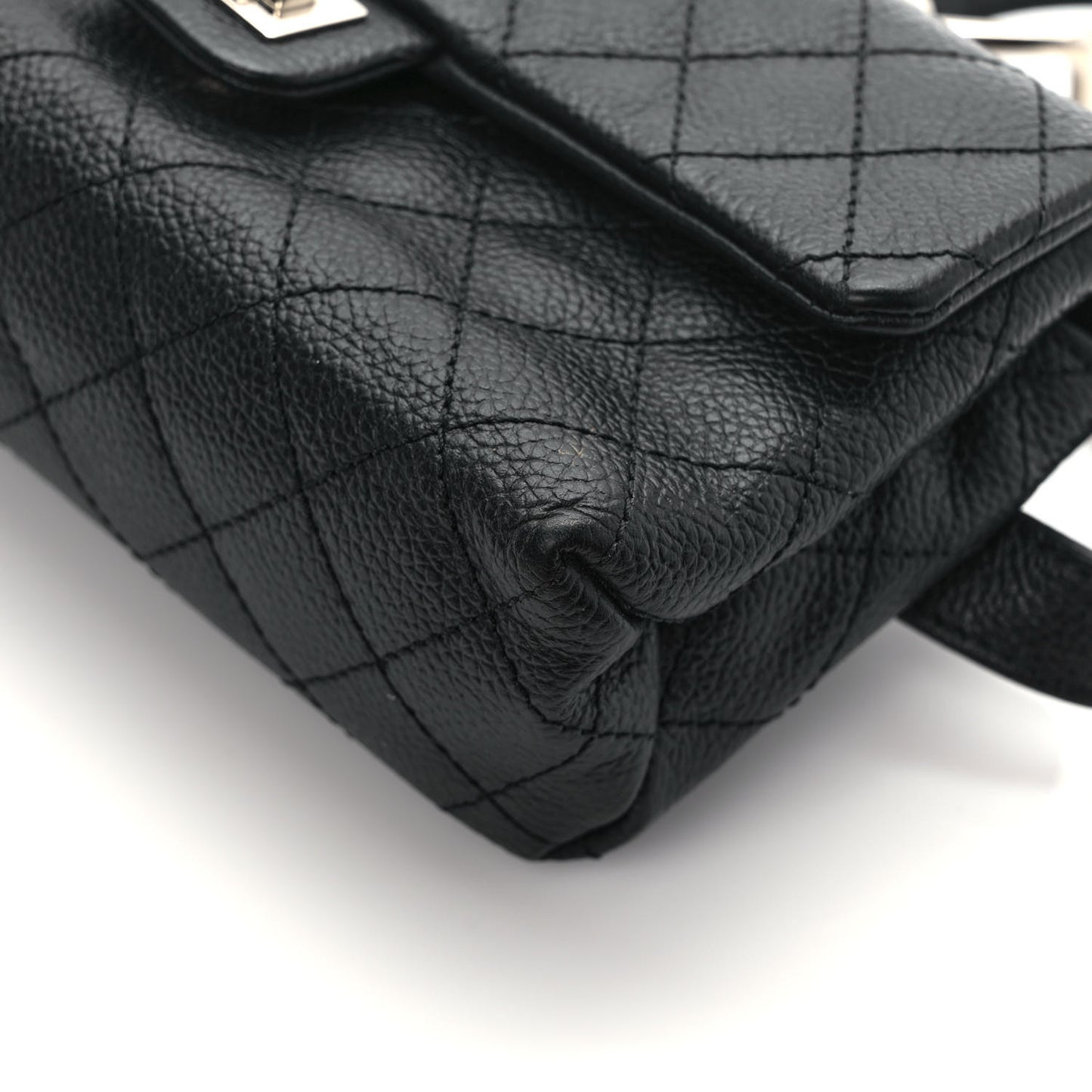 Grained Calfskin Quilted 2.55 Reissue Flap Belt Bag Clutch Black