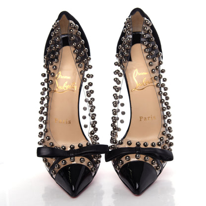 Christian Louboutin Suede Patent Studded Bille et Boule 100 Pumps 36.5 Black 5 of 9