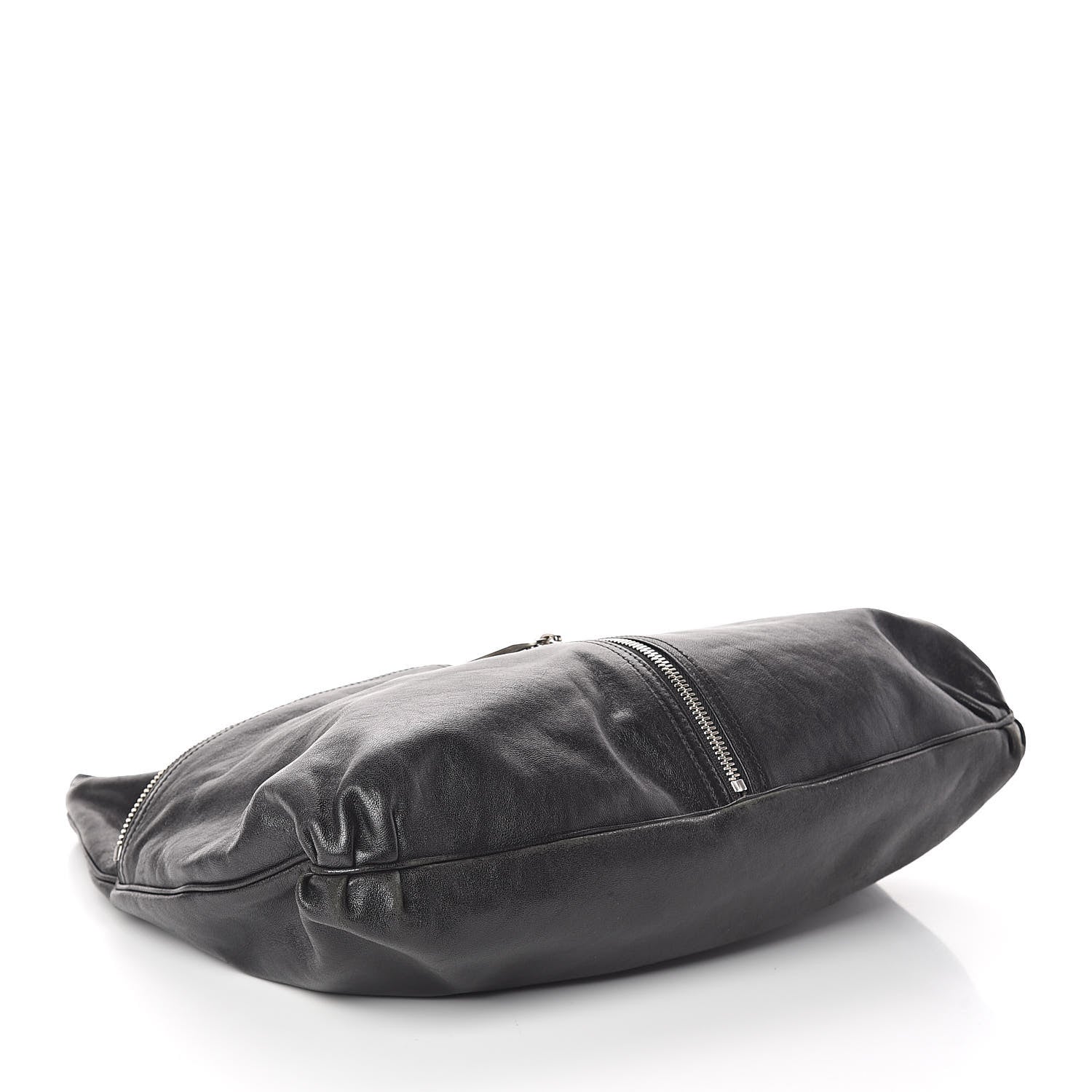 Fendi Sheepskin Zipper Hobo Black 4 of 9