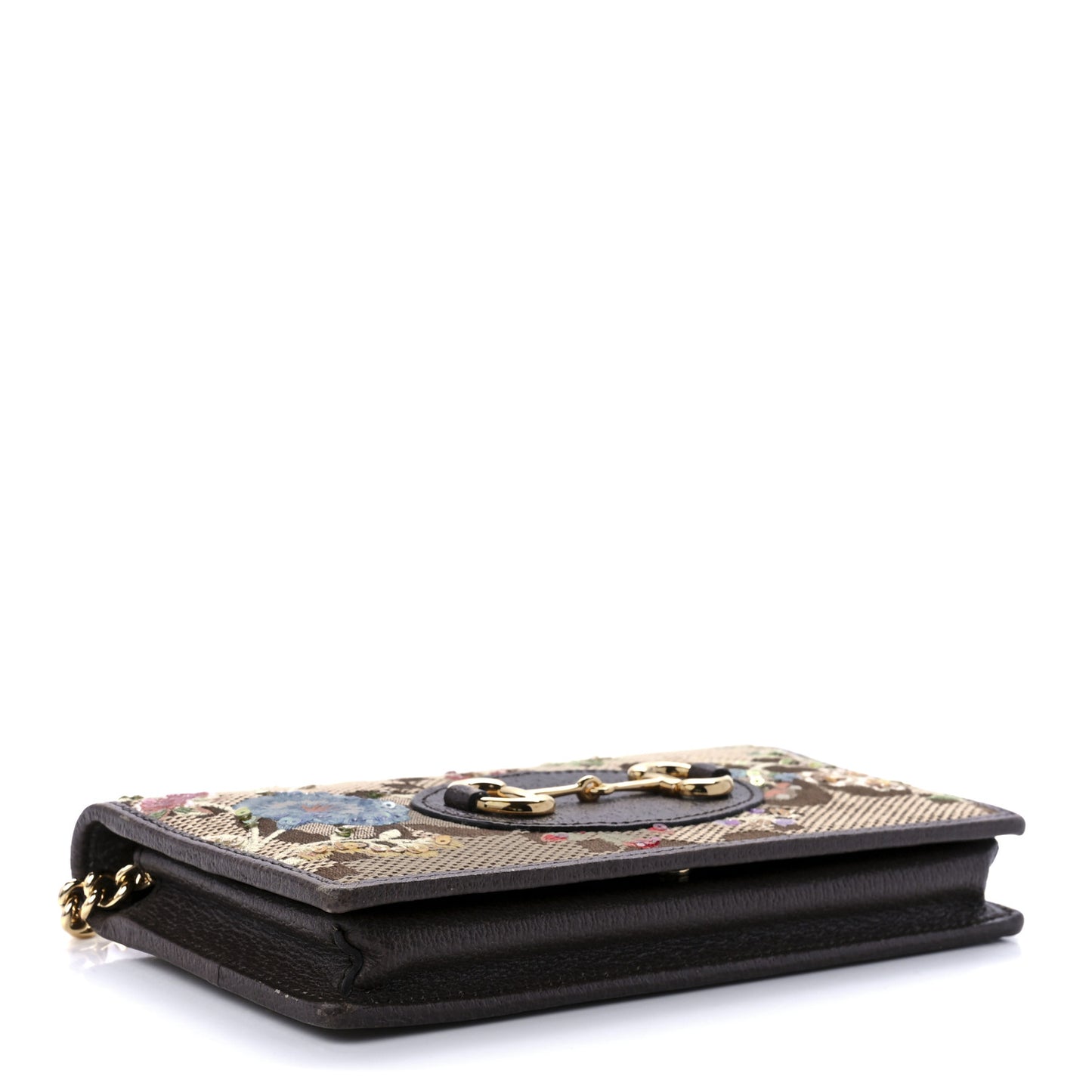Monogram Jumbo GG Textured Dollar Calfskin Embroidered Horsebit 1955 Wallet On Chain Camel Ebony New Acero Multicolor