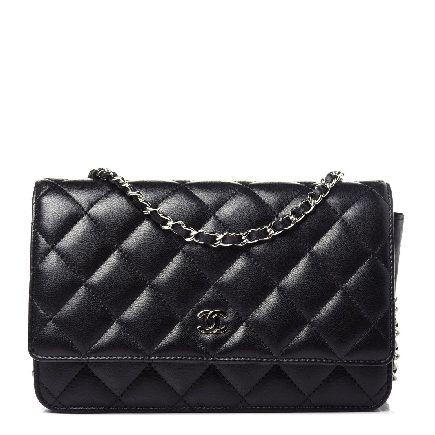 Chanel Lambskin Quilted Wallet On Chain WOC Black 1 of 11