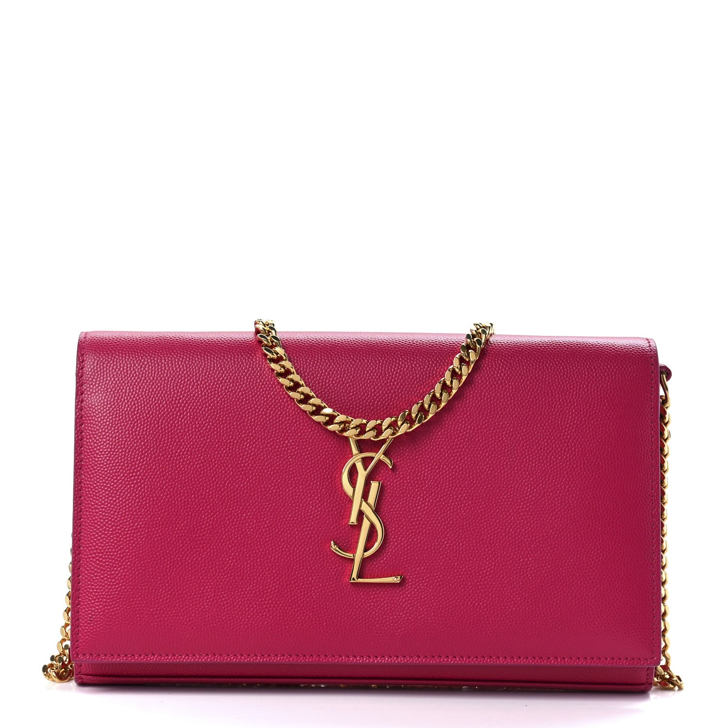 product image of SAINT LAURENT Grain De Poudre Monogram Chain Wallet Bubblegum FASHIONPHILE