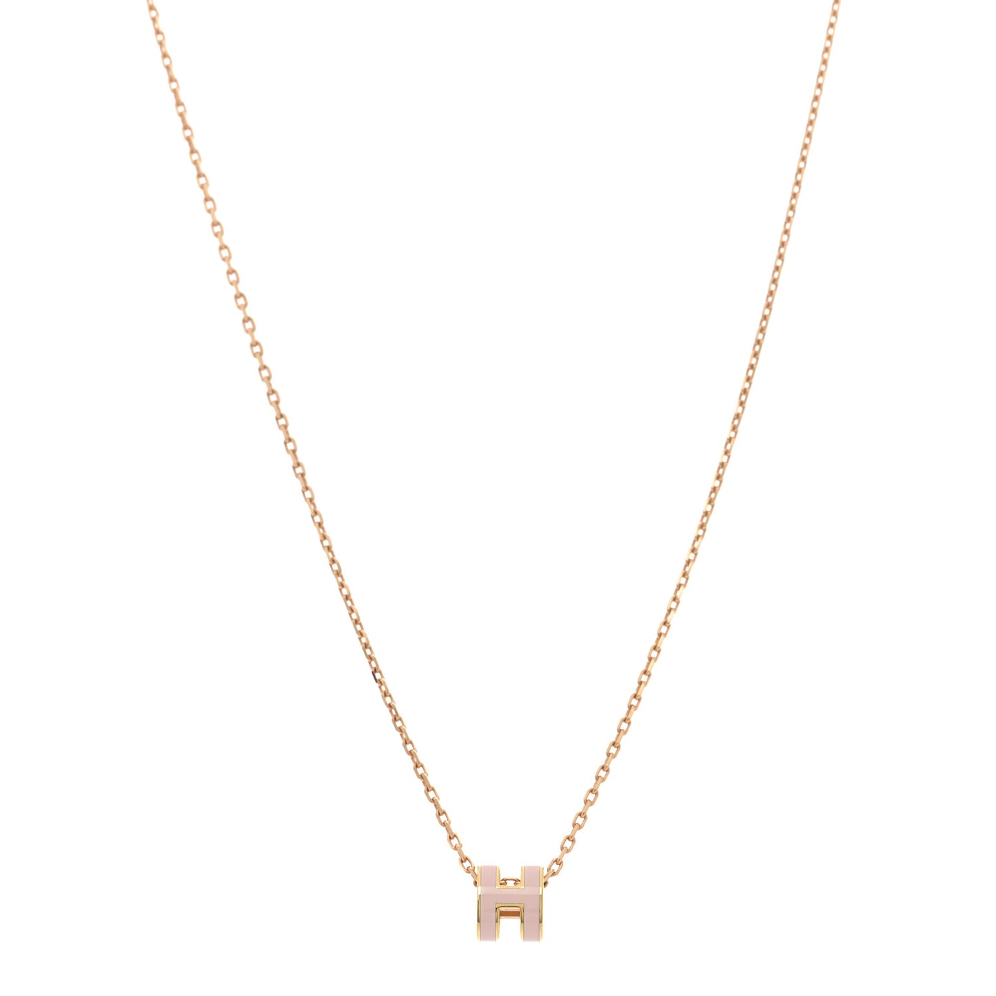 Lacquered Gold Mini Pop H Pendant Necklace Rose Dragee