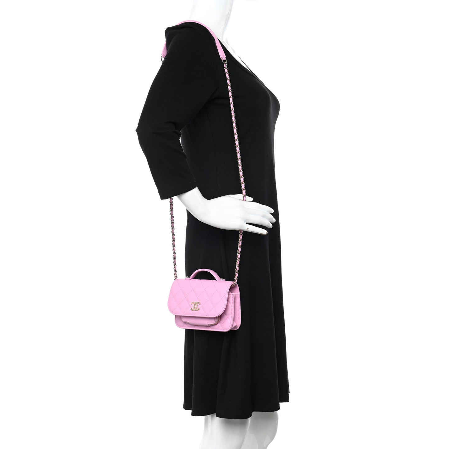 Caviar Quilted Business Affinity Clutch With Chain Flap Lilac