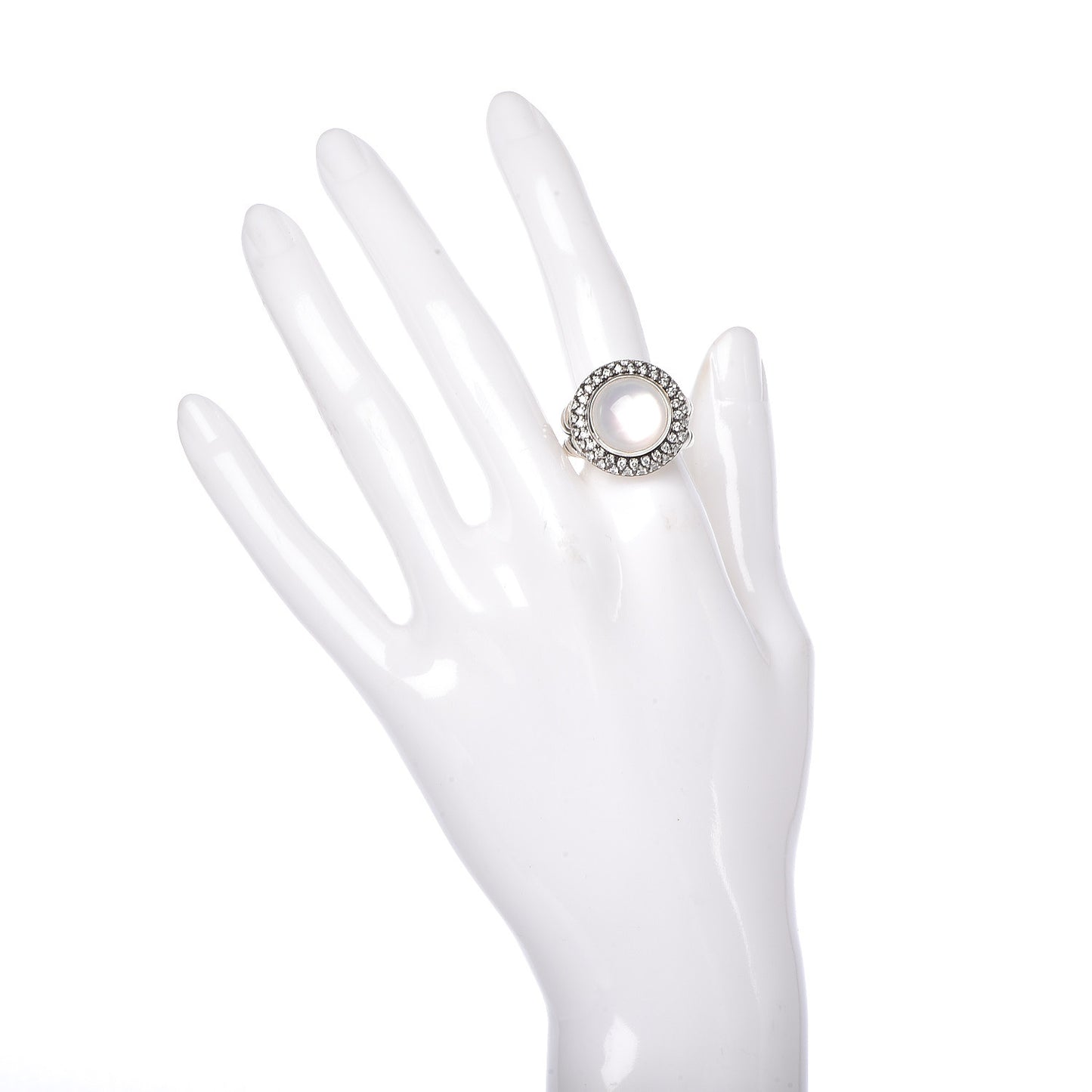 Sterling Silver Diamond Moon Quartz 13mm Cerise Ring 54 7