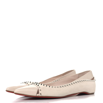 Christian Louboutin Nappa Suede Spikes Duvettina Ballerina Flats 40 Leche 4 of 8