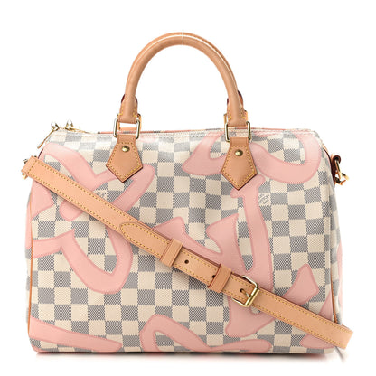 Louis Vuitton Damier Azur Tahitienne Speedy Bandouliere 30 Rose Ballerine 1 of 9
