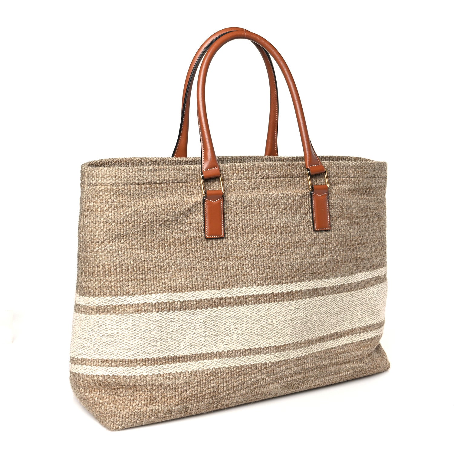 Celine Textile Calfskin Horizontal Cabas Beige Tan 4 of 12