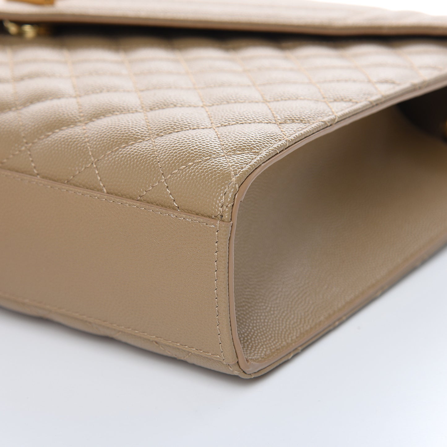Grain De Poudre Mixed Matelasse Large Triquilt Monogram Satchel Dark Beige
