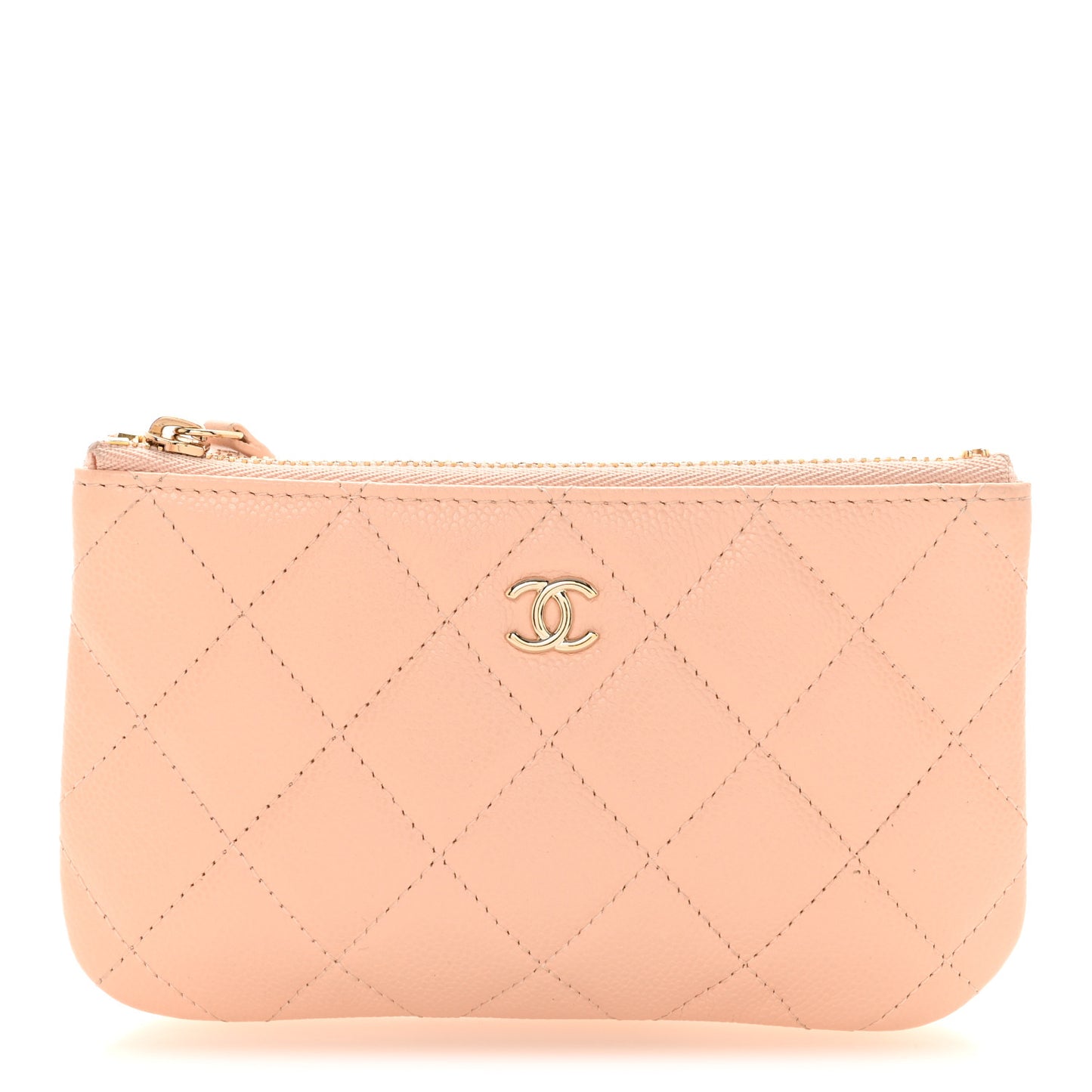 Caviar Quilted Small Cosmetic Case Beige