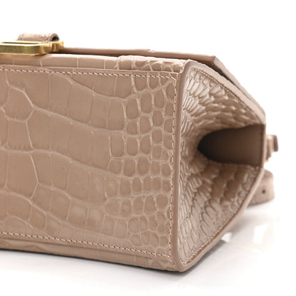 Balenciaga Shiny Calfskin Crocodile Embossed Small Hourglass Top Handle Bag Nude Beige 10 of 10