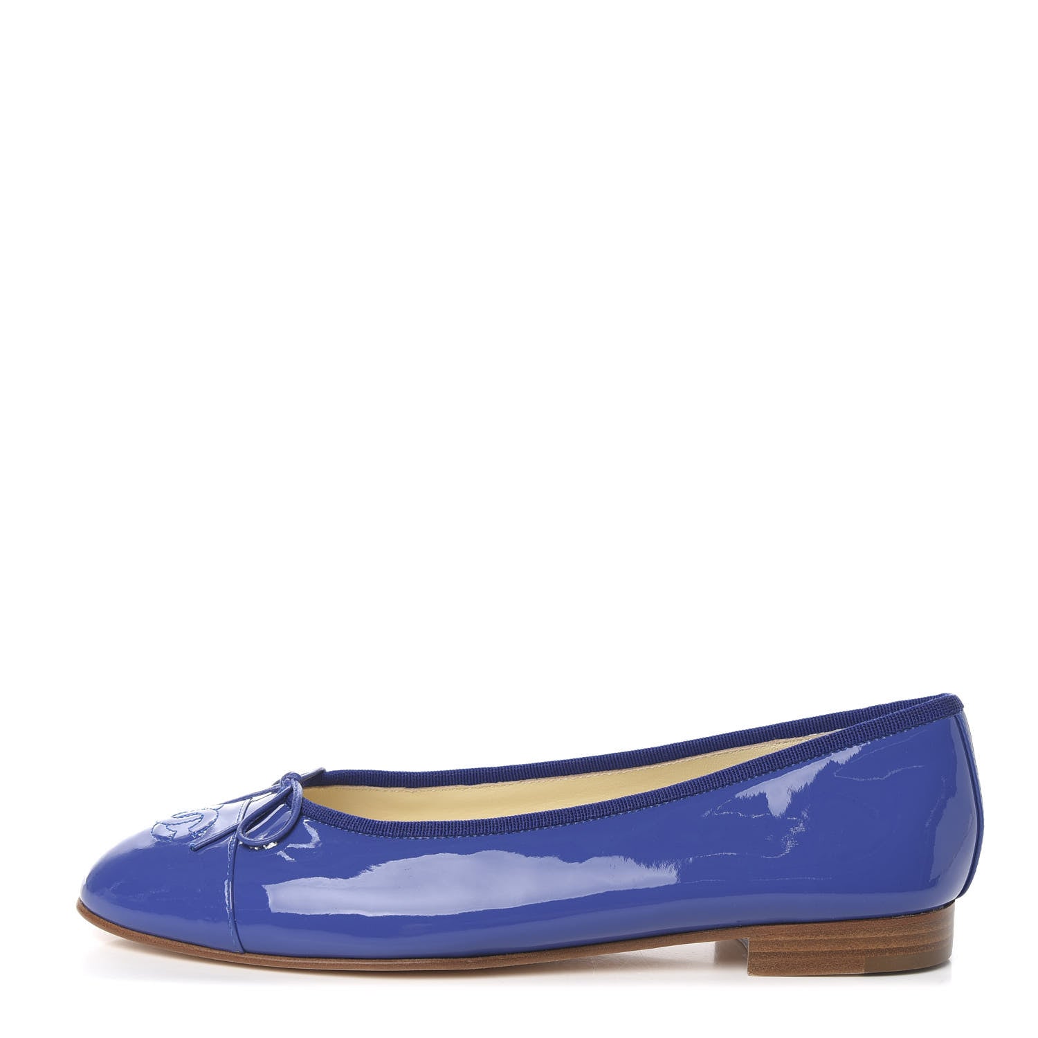 Chanel Patent Calfskin CC Cap Toe Ballerina Flats 39.5 Blue 1 of 8