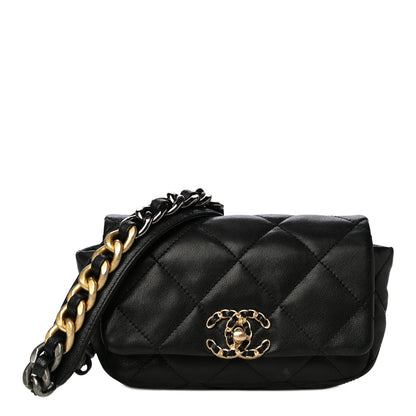 Chanel Goatskin Quilted Chanel 19 Waist Bag Black 1 of 12
