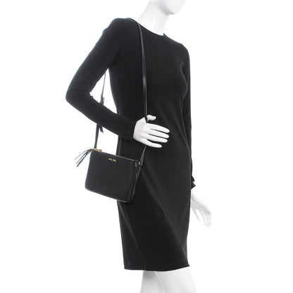 Miu Miu Goatskin Madras Double Zip Crossbody Bag Nero Black 2 of 8